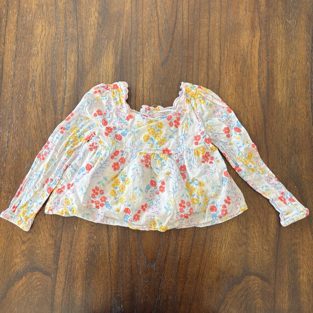 Joie Floral Ruffle Trim Long Sleeve